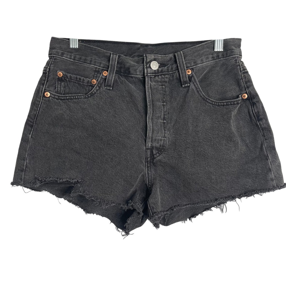 Womens 28 Black High Rise Button Fly Boho